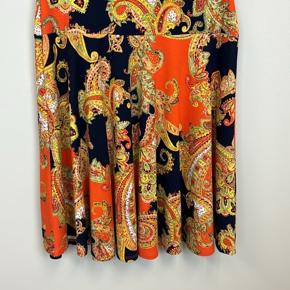 Lauren Ralph Lauren Blue Orange Paisley Print Dress Size Medium - Picture 3 of 5